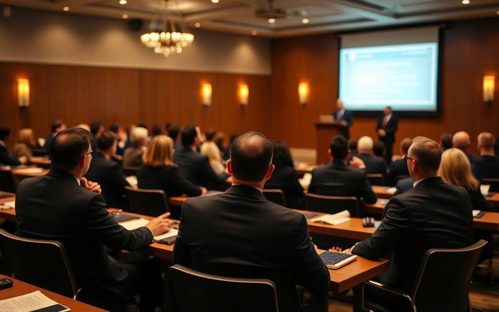 Attorneys attending a continuing legal education seminar