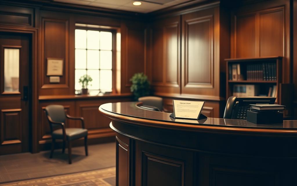 A welcoming law office reception desk